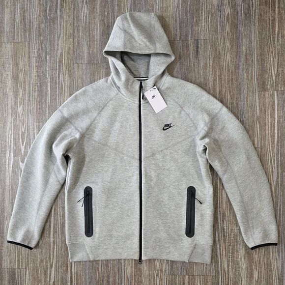 Nike Tech Fleece Windrunner Hooded Jacket Men's XL Heather Grey Black Pockets LE - Picture 3 of 16